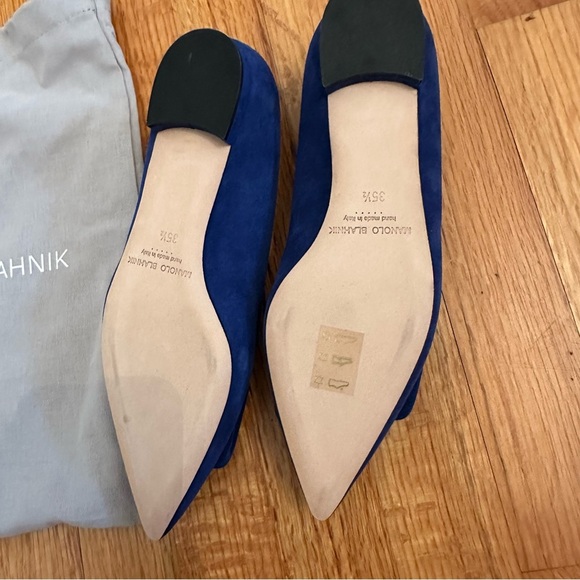 Manolo BLAHNIK MAYSALEPUMPFLAT Blue Suede Size 35 1/2 - Picture 15 of 17